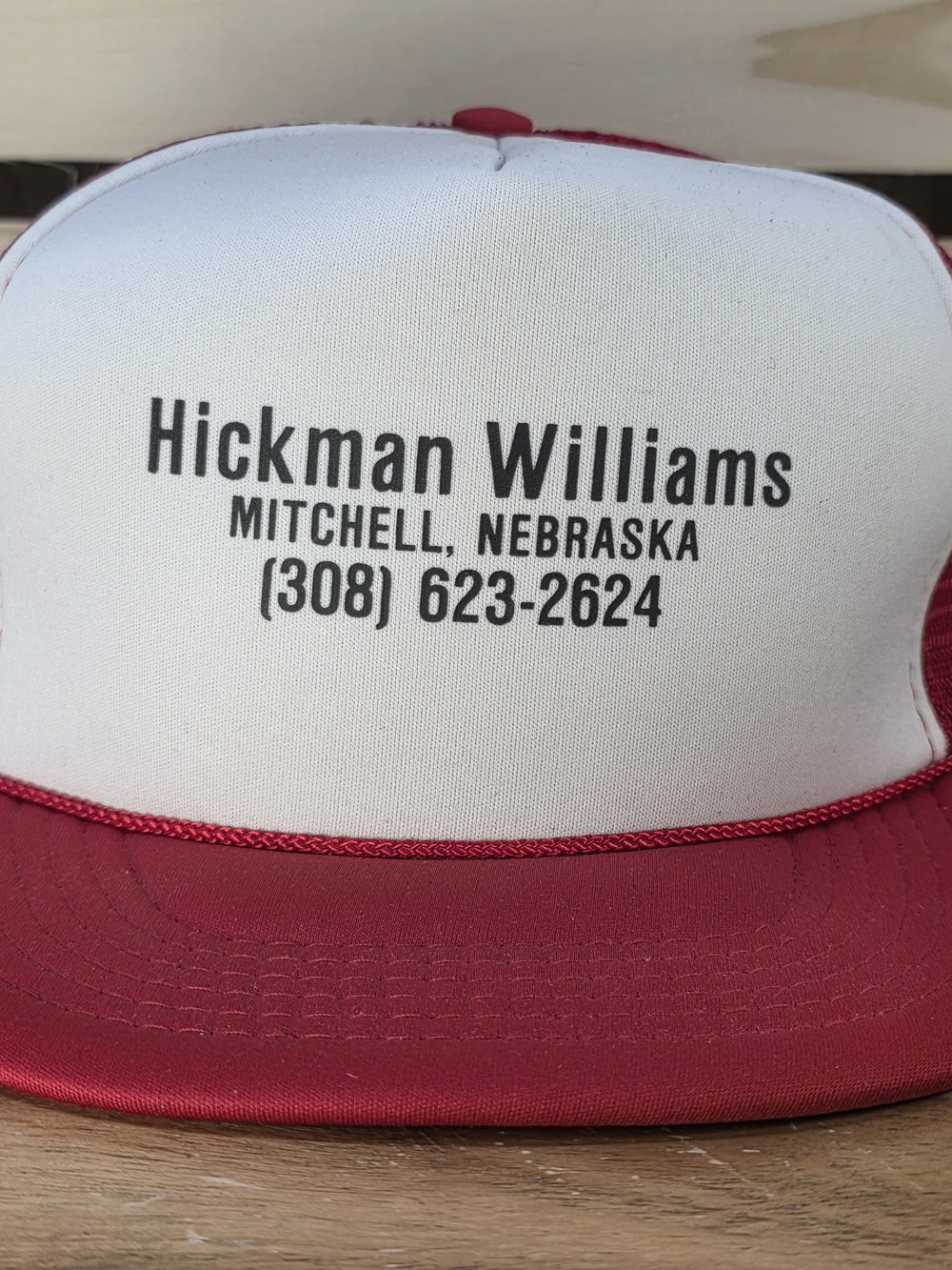 Hickman Williams Mitchell Nebraska Red & White Trucker Hat